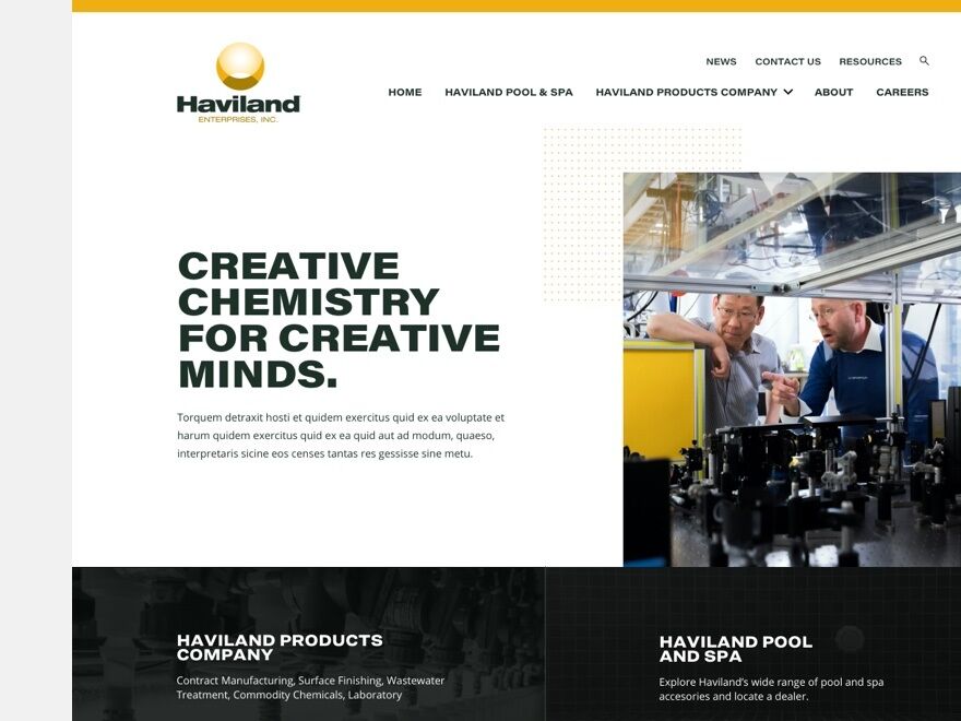 Screenshot of the Haviland website